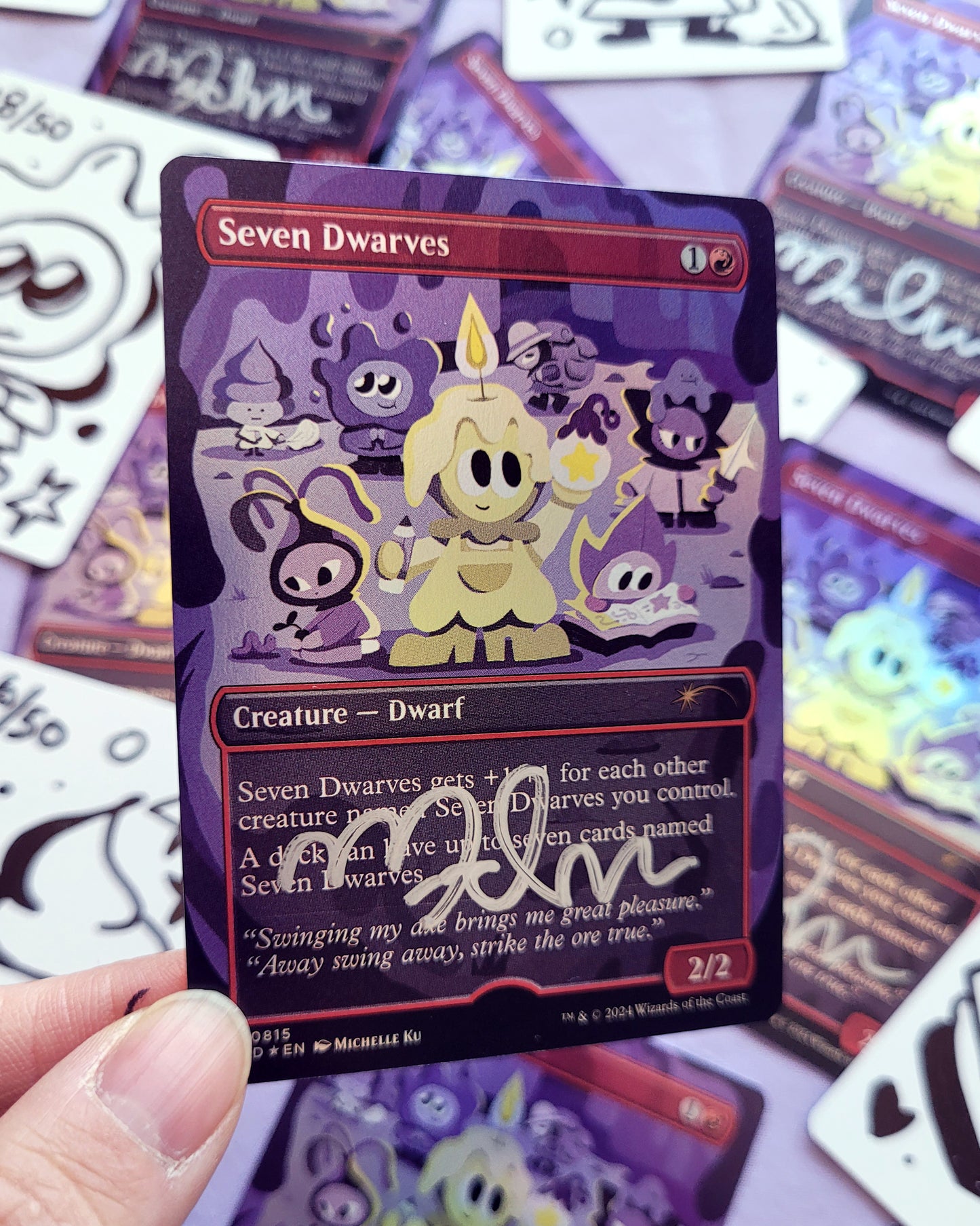 Magic The Gathering - Seven Dwarves (FOIL) - Signed & Sketched Artist Proofs - First Release