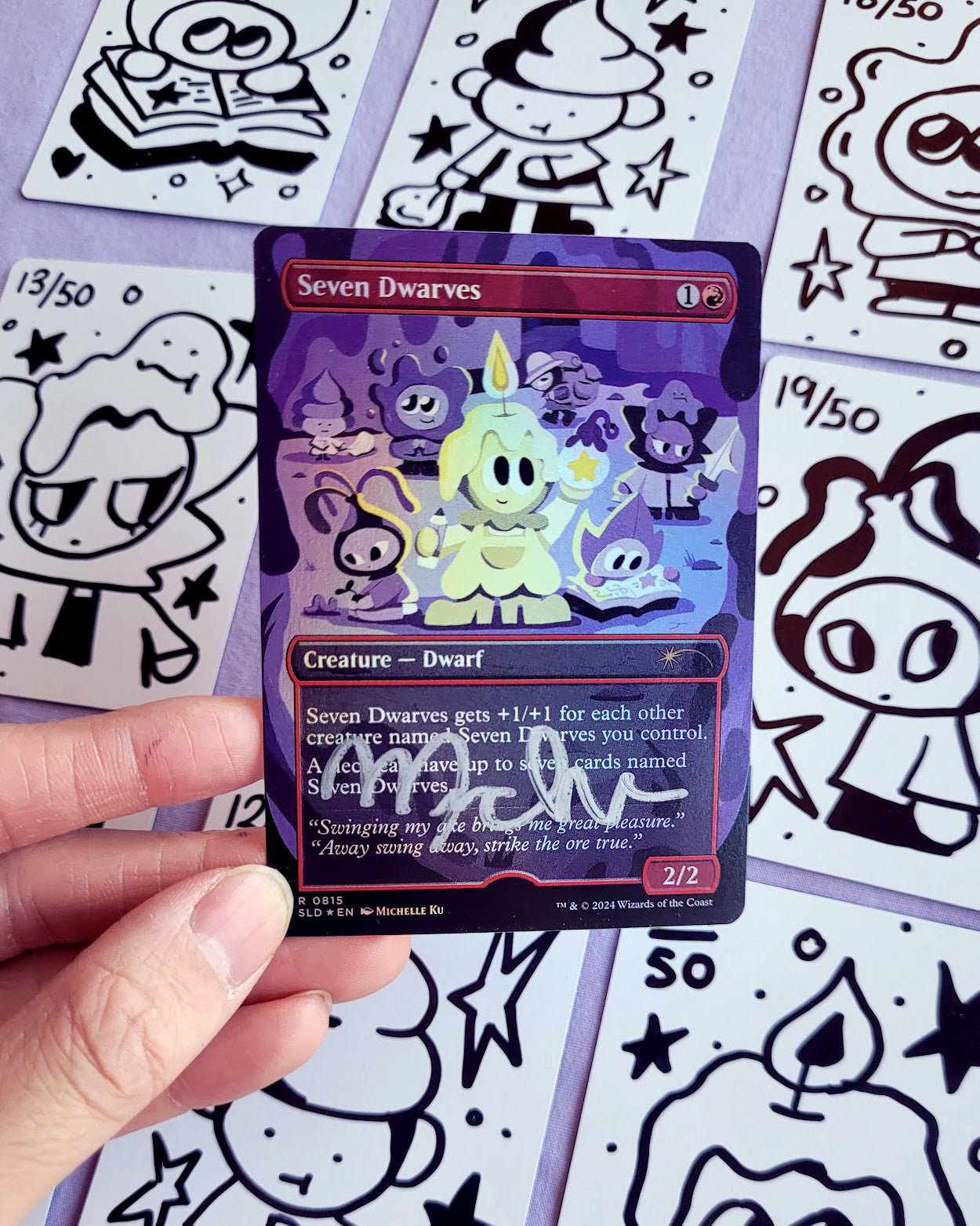 Magic The Gathering - Seven Dwarves (FOIL) - Signed & Sketched Artist Proofs - First Release