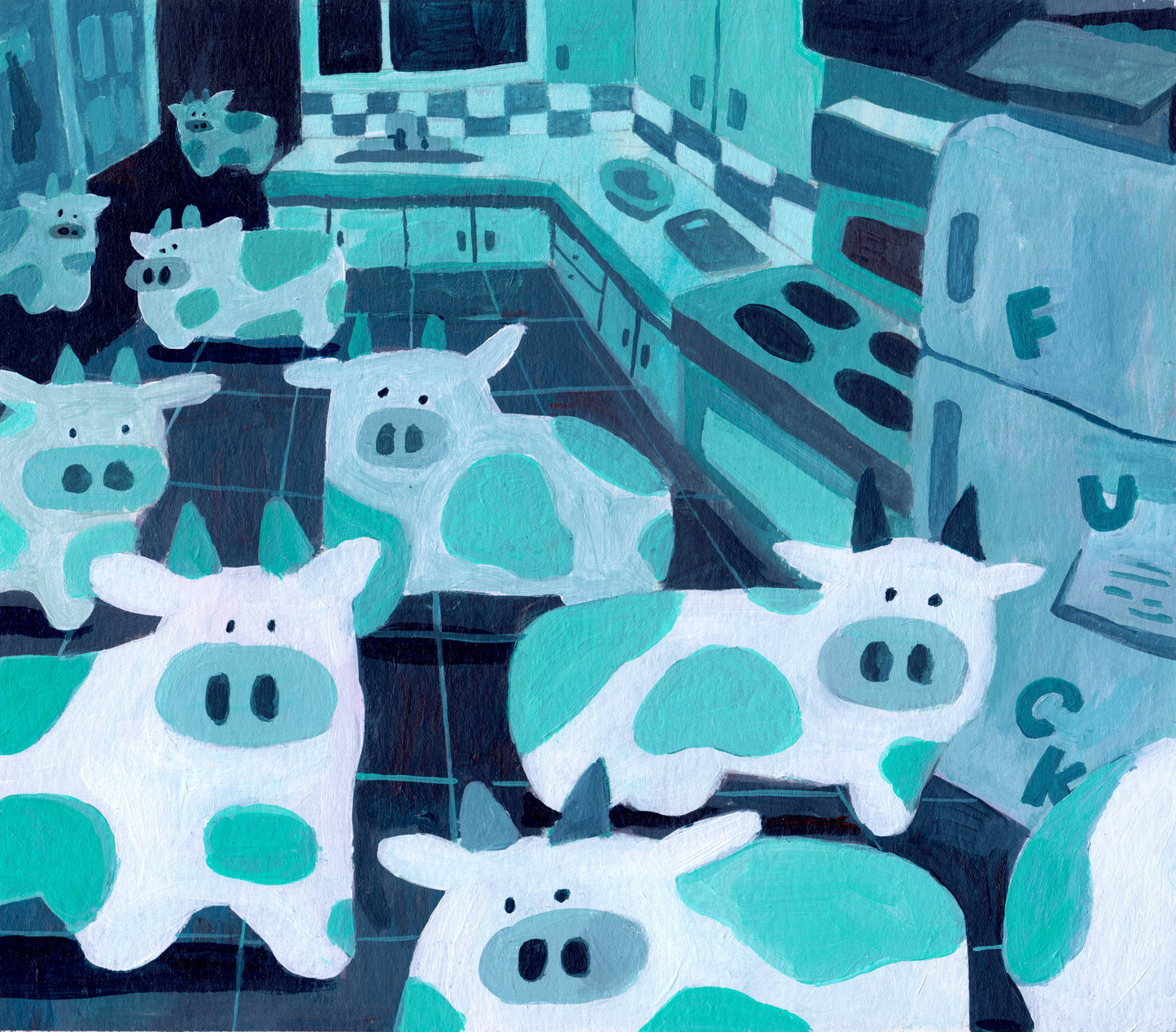 Cows in the Kitchen - Open Edition Print