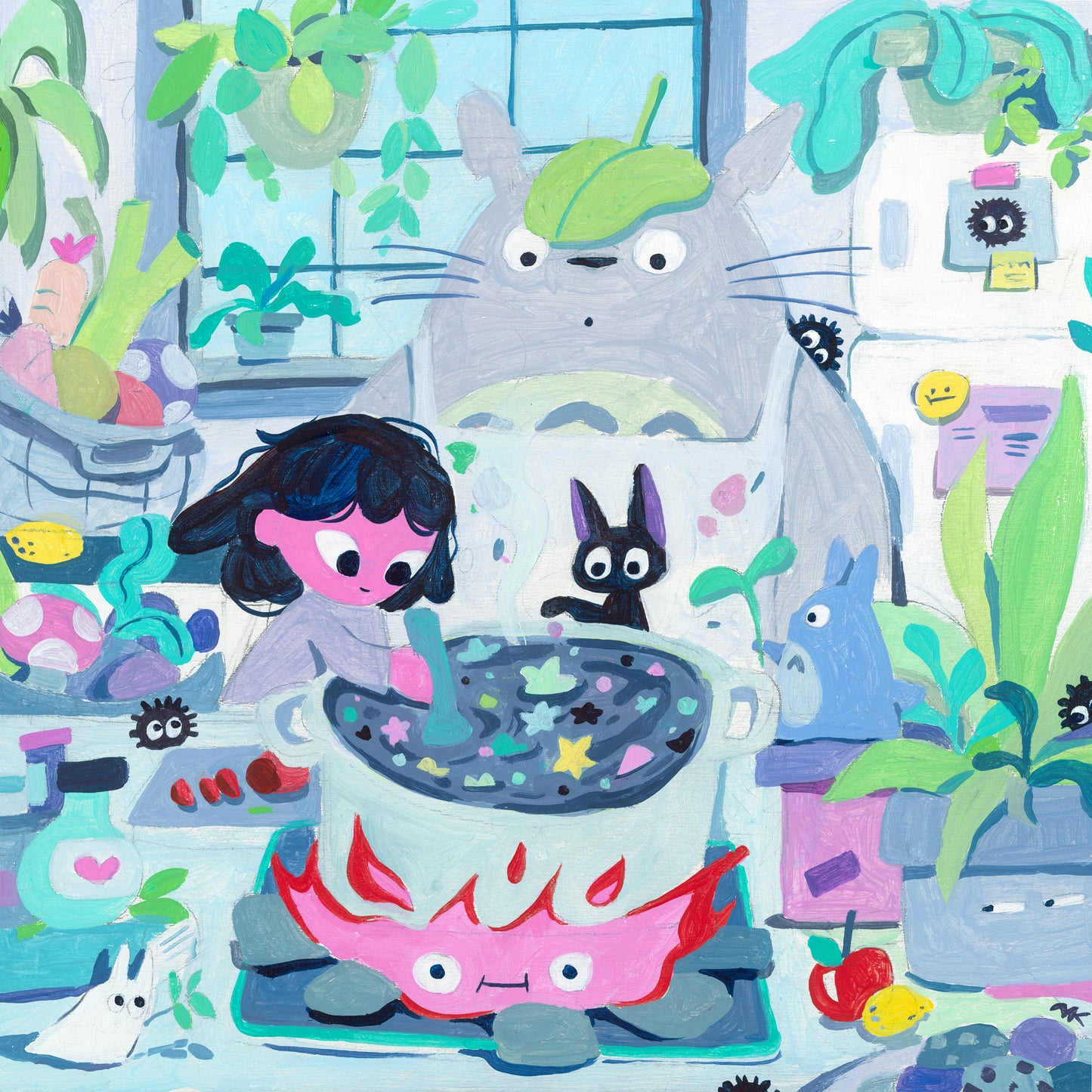 Cooking with Totoro - Open Edition Print